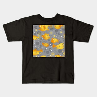 Angler fish - yellow on gray Kids T-Shirt